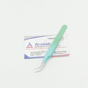 Pince à épiler professionnelle d'extension de cils à revêtement de couleur bicolore avec poignée diamantée en acier inoxydable, vente en gros durable - Product Image 4