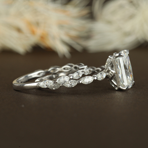 Juego nupciales de anillos de boda de corte radiante de último diseñador 925 Plata 14K oro sólido diamantes de moissanita compromiso de joyería fina de moda - Product Image 3