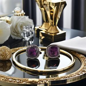 Producto de Moda al por Mayor, Gemelos Bohemios de Plata 925 con Piedra Natural de Amatista, Proveedor de Gemelos Artesanales con Piedra de Nacimiento de Febrero - Product Image 1