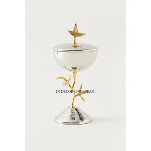 Color blanco recubierto en polvo y flores chapadas en oro de alta calidad diseñador Heavy Duty Metal incienso Bakhoor quemador fragancia suministros - Product Image 4