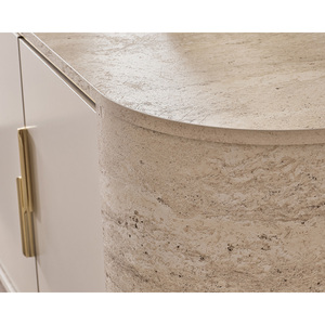 Juego de Comedor de 4 Piezas con Respaldo Sólido, Diseño Moderno y Elegante, Acabado Travertino, MDF Duradero, Color Marfil, Muebles de Calidad de Exportación - Product Image 4