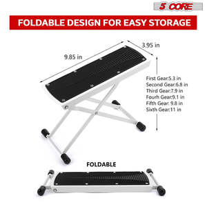 5Core Guitar Foot Stool Height Adjustable Folding Leg Rest Classical <b>Footrest</b> - Product Image 4