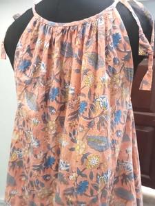 Indien main bloc coton robe pour femmes imprimé fleuri été fête porter Boho Style décontracté translucide cadeau personnalisé - Product Image 4