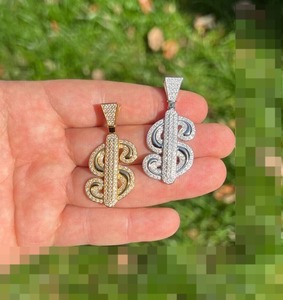 Plata de Ley 925 Iced Out Dollar Sign Money Pendant Hip Hop Fabricación de joyas para joyería Otros diamantes - Product Image 2