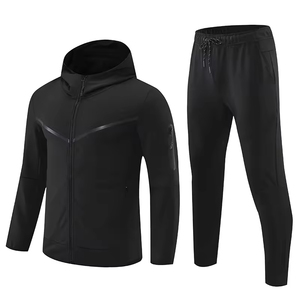 Ropa deportiva con logotipo personalizado, chándales de entrenamiento físico para gimnasio, conjunto de dos piezas para hombre, chaqueta con cremallera, traje de pantalón para correr para hombre - Product Image 3