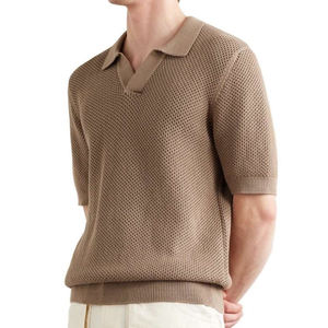 เสื้อยืดคอตตอนโพลีเอสเตอร์สำหรับผู้ชายเสื้อโปโลแขนสั้นผ้าถักลายรังผึ้งสำหรับฤดูร้อน - Product Image 2