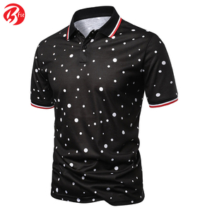 Vente en gros de polos décontractés pour hommes, col rabattu respirant avec impression par transfert de chaleur, style uni à motif uni - Product Image 2