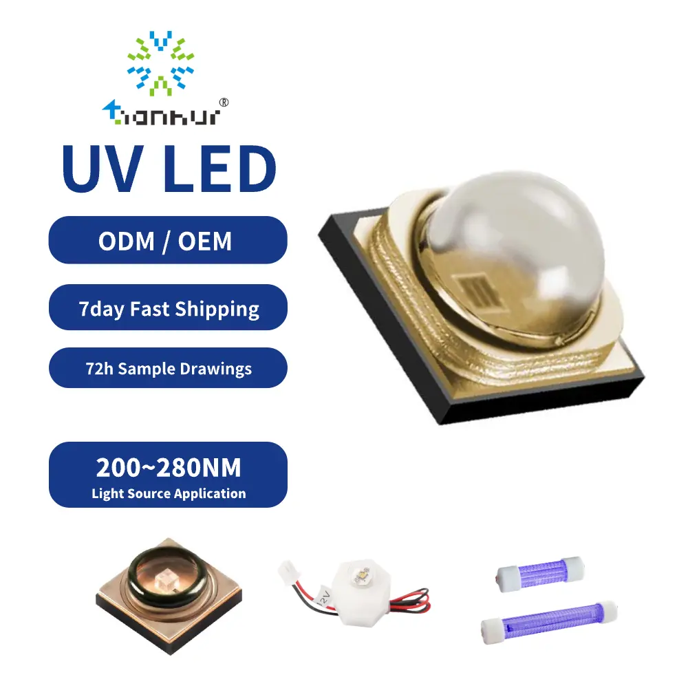 رقاقات UVC LED للطعام واللحوم 0.5 واط و1 واط 222 254 265 275 205 315 نانومتر ديود 3535 UVC LED