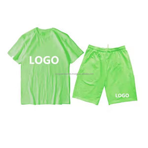 Ensemble t-shirt et short avec logo personnalisé, survêtements pour hommes, vêtements décontractés, survêtements de course et de gymnastique, survêtements personnalisés délavés à l'acide - Product Image 4