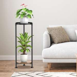 2-stufiger moderner pulverbeschichteter Stahl-Pflanzenständer, mehrfacher Blumentopfhalter für drinnen und draußen, Pflanzenregal, Präsentationsregal für die Terrasse - Product Image 2