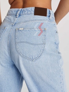 2025 Custom Logo Women's High-<b>Waisted</b> Slim-Fit Straight Leg Jeans Pants Breathable for Winter Season OEM Serviced Cheap Price - Product Image 5