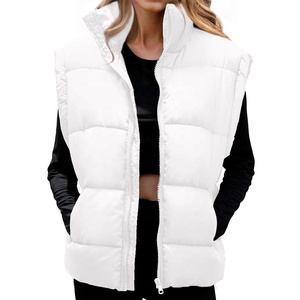 Nuevos diseños mujeres sin mangas Color sólido largo con capucha chaleco Puffer chaleco algodón mujeres sin mangas burbuja chaqueta - Product Image 6