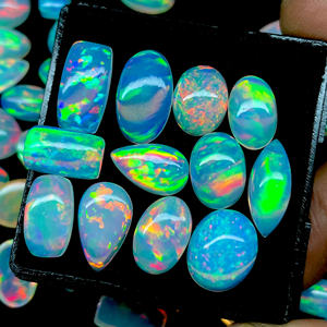 12 pièces boîte éthiopien opale Cabochon bonne qualité Multi Flashy opale Cabochon Lot, mélange forme Welo opale pour la fabrication de bijoux - Product Image 3