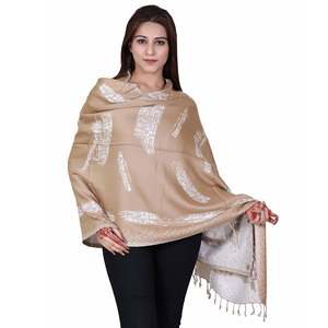 Étole réversible en laine KRITI pour filles, rayée, design imprimé avec motif blanc camel, pour l'été et l'hiver - Product Image 3