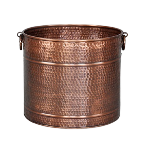 Maceta de flores martillada de cobre hecha a mano, maceta de jardín de forma y tamaño personalizados con mango de latón a granel - Product Image 2