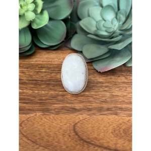 Reda Galvan <b>Moon</b> Stone & Sterling Silver <b>Ring</b> Size 8.25 Oval Shape Pattern - Product Image 1