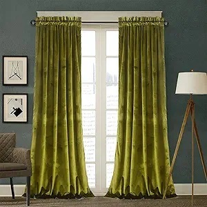 Panneaux de rideaux en velours vert olive bloquer la lumière rideaux de poche en velours isolés thermiques pour les décorations de banquet et de mariage d'hôtel - Product Image 2