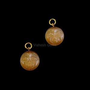 Peach <b>Moonstone</b> Round Face Carved Gemstone <b>Pendant</b> Single Loop Gold Plated Sterling Silver 925 Gemstone <b>Pendant</b> DIY Charms - Product Image 5