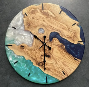 Reloj de pared analógico de estilo minimalista moderno hecho a mano resina epoxi madera hogar Oficina decoración sala de estar aguja de colocación - Product Image 3
