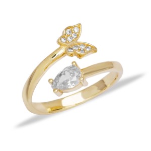 Elegant Romantic Butterfly Design Zirconia Stone <b>Adjustable</b> <b>Ring</b> Turkish Handmade THEIA Brand 925 Sterling Silver Jewelry Party - Product Image 4