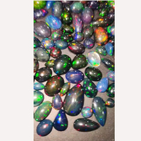 112 pièces d'opale noire éthiopienne naturelle, taille ovale, cabochon en forme de poire, 7mm-17mm, 132 carats, pierres précieuses de qualité Iroc Sales