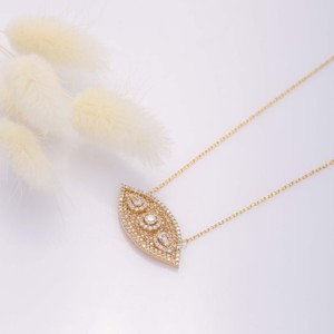 Collar con Colgante de Plata con Diseño de Ojo CZ Transparente, Joyería de Plata de Ley 925 Hecha a Mano en Turquía, Venta al por Mayor - Product Image 2