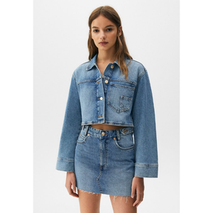 OEM ODM Ensemble denim de coton délavé foncé personnalisé Ensemble streetwear deux pièces pour femme pour l'automne et l'hiver Ensembles de jeans - Product Image 3