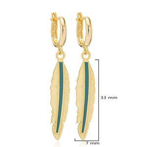 Plume Design émail en gros 925 boucles d'oreilles pendantes en argent fait à la main turc 925 bijoux en argent Sterling - Product Image 5