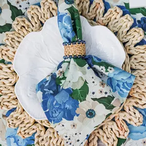 Vente chaude Rotin Bleu Perle Ronds De Serviette Ronds De Serviette En Rotin Contemporain Pour Le Réglage De La Table - Product Image 2