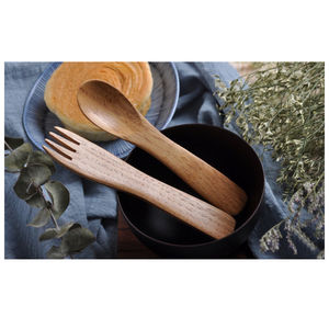 Cucharas de madera Juego de tenedores Juego de utensilios de cena de madera Cubiertos reutilizables Vajilla Juego de cuchara y tenedor Hecho a mano para suministros de cocina - Product Image 6