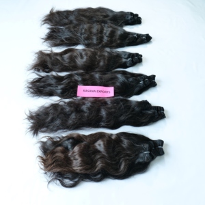 Máquina de doble trama de onda profunda que teje Color Natural Templo indio Paquete virgen Procesamiento crudo Ninguna cutícula alineada Cabello humano - Product Image 3