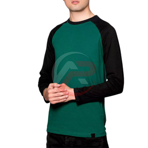 เสื้อคอตตอนแขนยาวของผู้ชายผ้าคอตตอนโพลีเอสเตอร์ระบายอากาศได้ดีแห้งเร็วและมีลวดลายสีพื้น - Product Image 3