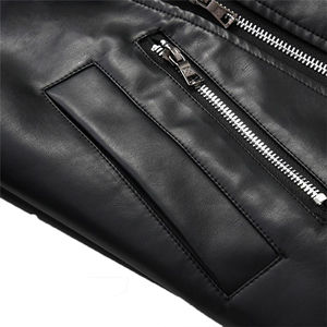 Blouson aviateur tendance en cuir pour femme avec doublure en fourrure |   Manteau en cuir épais en fourrure d'hiver |   Vestes de mode en gros, ODM en gros - Product Image 3