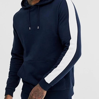 Ensemble de jogging pour homme en molleton technique 100% coton, 240 grammes, à capuche avec cordon de serrage, coupe droite longue
