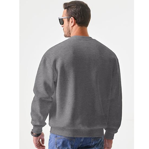 Men's Loose Fit Solid Colour Round Neck Sweatshirt With Long Sleeves Custom Factory Print Fabric Pullovers for Foreign Trade - Product Image 2