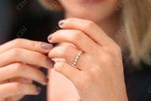 Anillo de oro amarillo de 14 quilates con certificado GIA de diamante Natural de corte princesa, banda de boda elegante de media eternidad y anillo de compromiso para mujer - Product Image 6