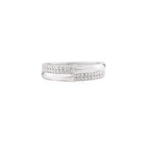 Anillo de banda de compromiso Unisex de diamante auténtico 100% de lujo elegante de alta calidad 18K oro blanco sólido bodas finas clásicas - Product Image 1