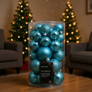 Ensemble de 37 boules de Noël en plastique bleu folklorique de 6 cm Amicasa 9022845, boules de Noël et décorations d'arbre pour décorations festives - Product Image 3