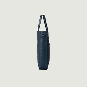 Sac fourre-tout en cuir véritable bleu nuit avec fermeture éclair solide pour femmes - Product Image 4