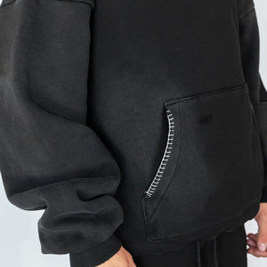 Poids lourd fourniture OEM coton épais Logo personnalisé broderie appliques goutte épaule lâche hommes à capuche pull de haute qualité - Product Image 2