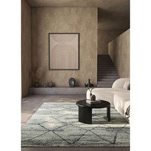 Alfombra Zuri Azul de Viscosa y Poliéster Anudada a Mano con Patrón Geométrico y Abstracto para el Hogar, Pasillo y Sala de Estar, Modelo PKPL-07 - Product Image 5