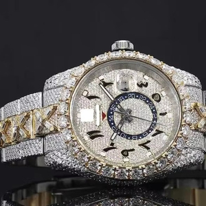 Edición limitada de alta calidad, esfera árabe de dos tonos, reloj de diamante de moissanita helado, movimiento automático, pantalla analógica, Sub único - Product Image 6