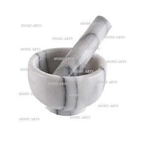 Pilon de mortier en marbre blanc de conception fabuleuse pilon de mortier de forme ronde de taille personnalisée pour accessoires de cuisine - Product Image 6