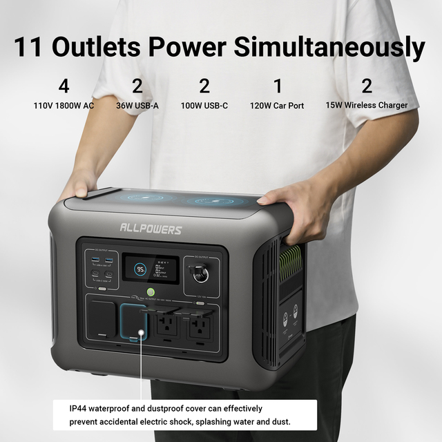 Portable Power Station 1152Wh LiFePO4 UPS Power Supply 15ms Switchoverfor Blackout Emergency Refrigerator