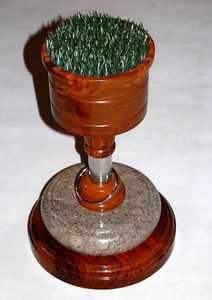 Falconry Wooden <b>Perch</b> Indoor <b>Perch</b> With Marble Block Original Astroturf Stainless Steel Ring - Product Image 2