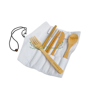 Hot Design 100% Ensemble de couverts de voyage en bambou réutilisables Cuillère Fourchette Couteau avec Design personnalisé et Logo gratuit au Vietnam - Product Image 1