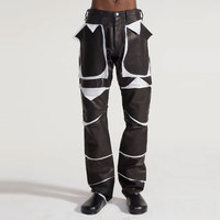 Pantalones de Hombre de Cuero Sintético, Ligeros, Casuales, a la Moda, Transpirables, Impermeables, Corte Recto, Ajuste Regular, Estilo Urbano