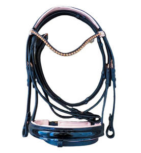 Bride de cheval de couleur bleue réglable en cuir équestre extérieur professionnel de haute qualité avec personnalisation des rênes acceptée - Product Image 5