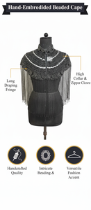 Cape Ellora artisanale sur mesure, ornée de sequins et de perles (Modèle Cape 17) pour les clients de boutiques et les revendeurs de vêtements - Product Image 6