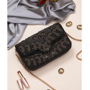 Designer Women's Classy Evening <b>Bag</b> Embroidery Clutch Pearl Beading Silk Button Wedding Party Gift Handbag for Women Girls - Product Image 1